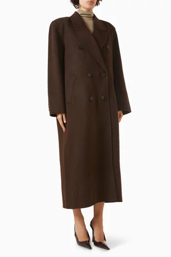 Gaia Double-breasted Coat in Wool Blend
