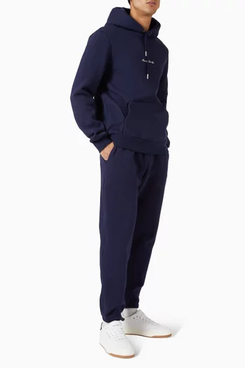 بنطال رياضي بشعار الماركة وحواف مضلعة مزيج قطن