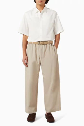 Barrel-leg Drawstring Pants in Cotton-blend