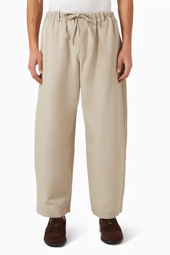 Barrel-leg Drawstring Pants in Cotton-blend