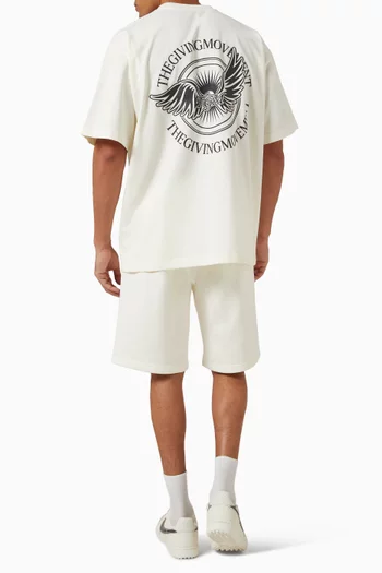 تي شيرت فضفاض بطبعة أجنحة قطن جيرسيه عضوي