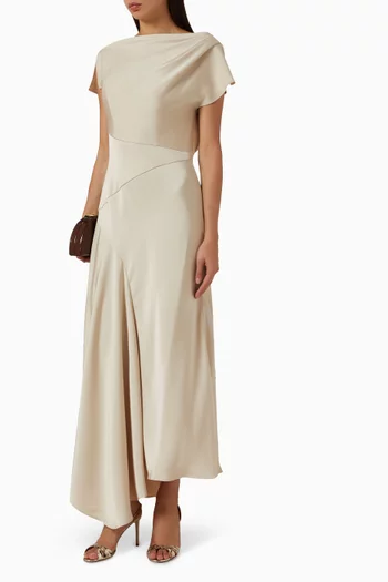 Draped Bodice Maxi Dress in Satin