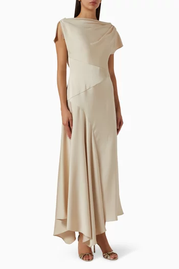 Draped Bodice Maxi Dress in Satin