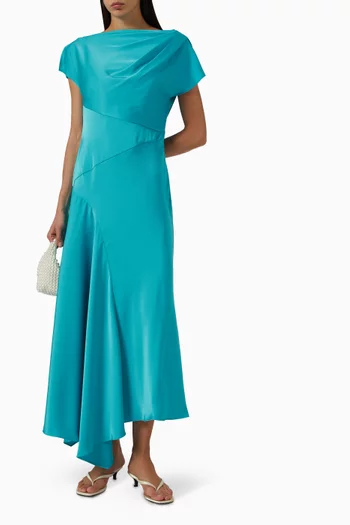 Draped Bodice Maxi Dress in Satin