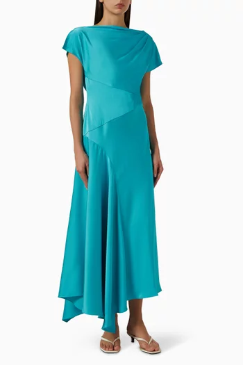Draped Bodice Maxi Dress in Satin