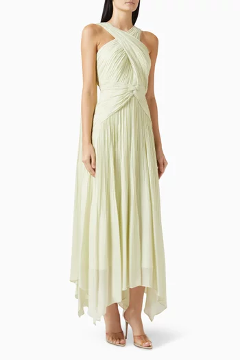 Halterneck Pleated Maxi Dress