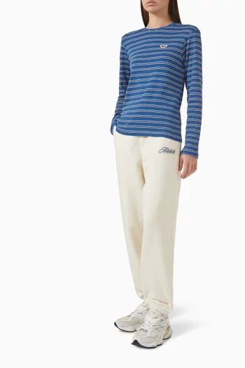 تي شيرت بنقشة مخططة قطن مضلع