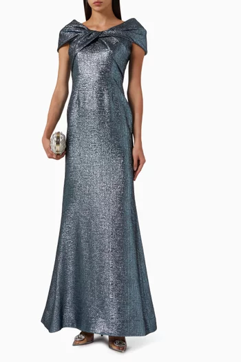 Off-shoulder Twist Jacquard Gown