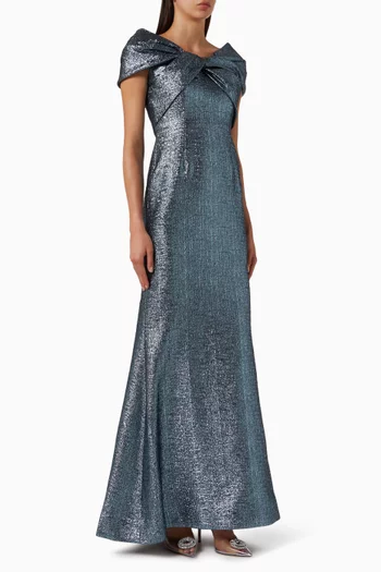 Off-shoulder Twist Jacquard Gown