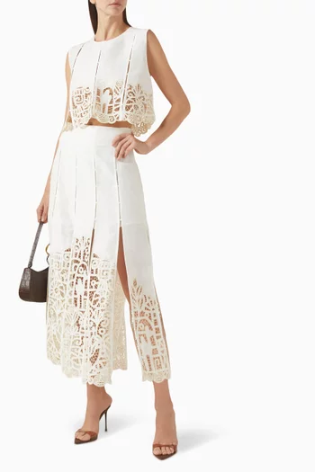 Rosemary Embroidered Skirt in Linen Blend