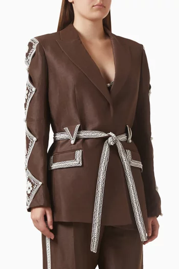 Leandra Corded Blazer in Linen Blend