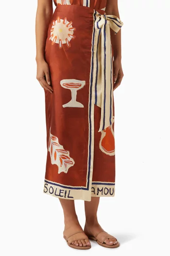 تنورة سارونغ سولاي دامور حرير تويل