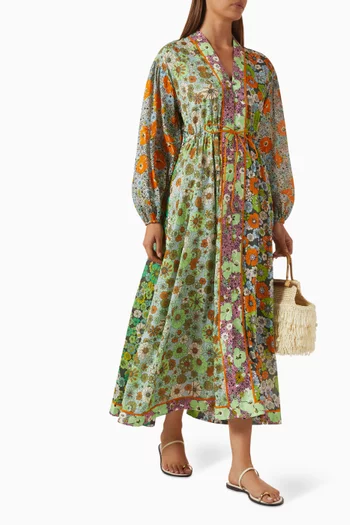 فستان اورانج بلوسوم بنقشات زهور متنوعة مزيج رامي