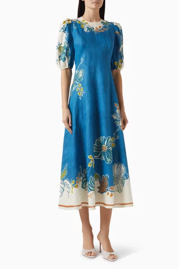 فستان لودا مزين بنقشة كتان