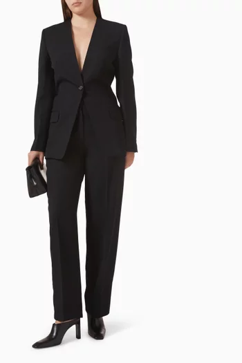 Pleat Straight-leg Pants in Wool Blend