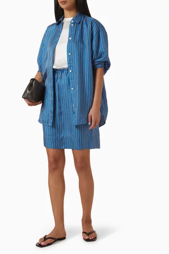 Striped Mini Skirt in Silk