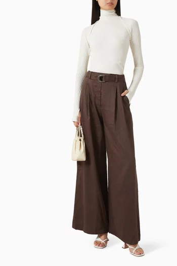 بلوزة بحياكة بنمط كارديغان وياقة عالية مزيج قطن