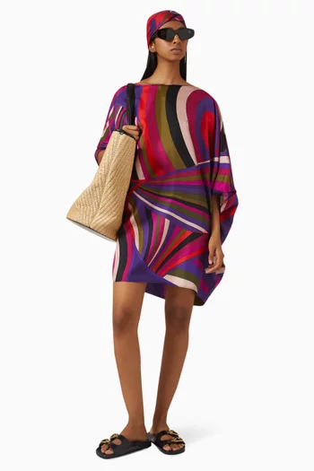 Printed Mini Kaftan in Silk-twill