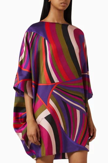 Printed Mini Kaftan in Silk-twill