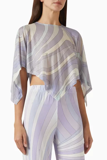 Printed Cropped Top in Flamed-jersey