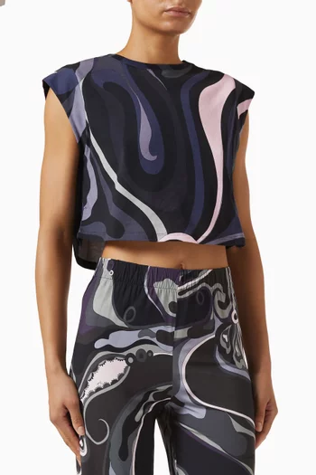 Printed Crop T-shirt in Cotton-jersey