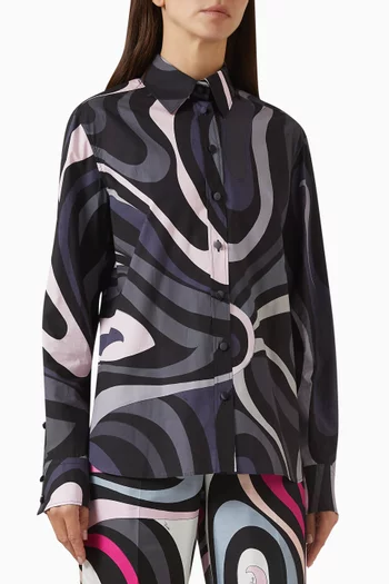 Marmo-print Shirt in Cotton-poplin