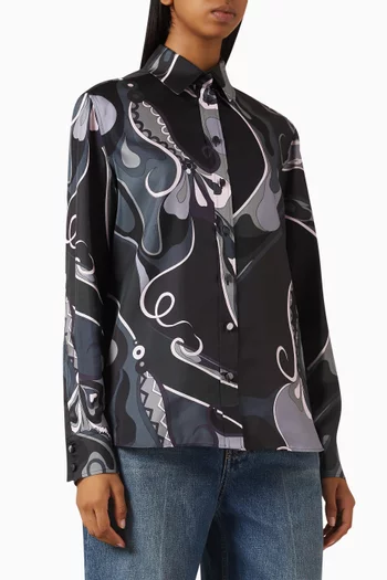 Abstract-print Shirt in Silk-twill