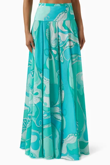 تنورة طويلة بنقشة اوركيدي قطن موسلين