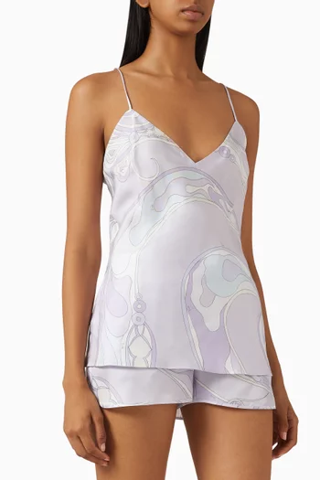 Orchidee-print Cami Top in Silk-twill