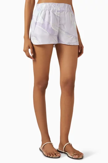 Orchidee-print Shorts in Silk-twill