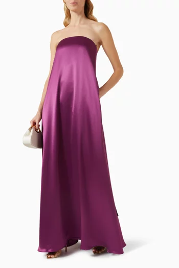 Delfina Strapless Maxi Dress in Silk Blend