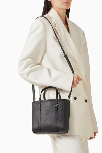 حقيبة يد توني ميني بسحّاب علوي جلد بنقشة شعار الماركة