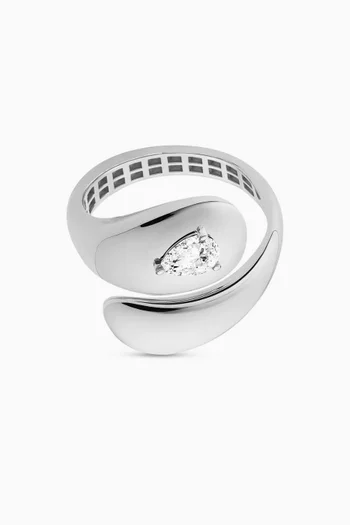 Sculptural Diamond Ring in 18kt White Gold