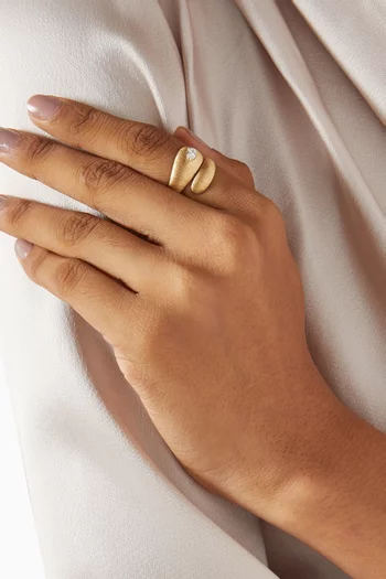 Sculptural Diamond Ring in 18kt Yellow Brushed Gold