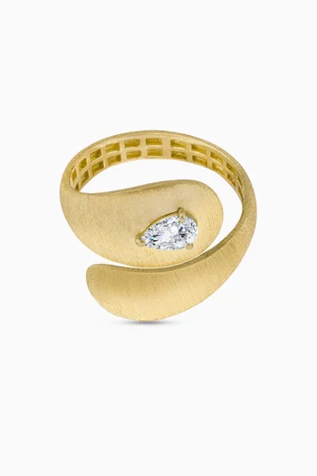 Sculptural Diamond Ring in 18kt Yellow Brushed Gold