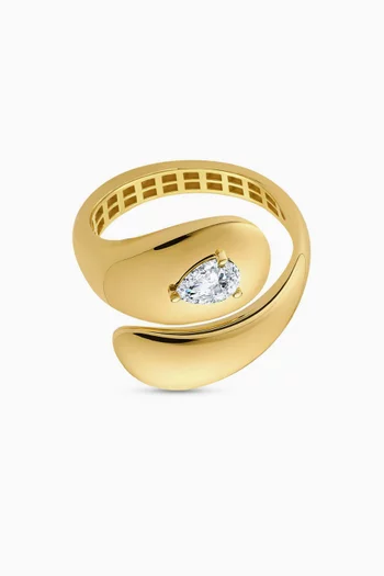 Sculptural Diamond Ring in 18kt Yellow Gold