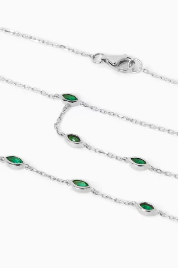 Emerald Handchain Bracelet in 18kt White Gold