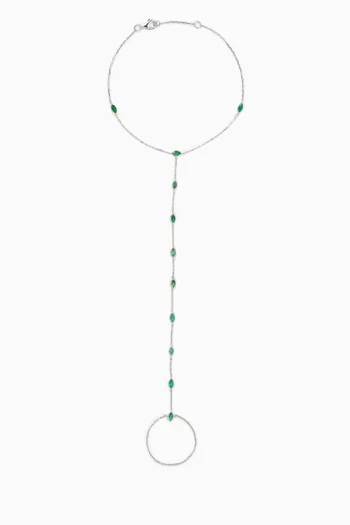Emerald Handchain Bracelet in 18kt White Gold