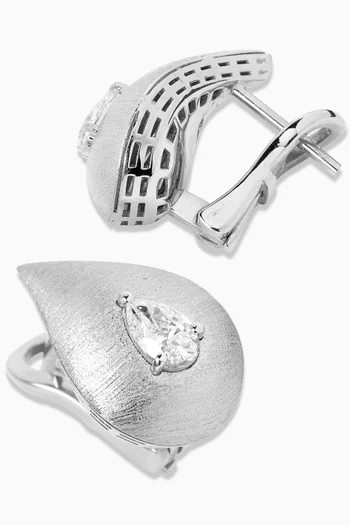 Pear Diamond Earrings in 18kt White Brushed Gold