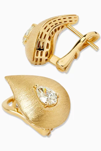 Pear Diamond Earrings in 18kt Yellow Brushed Gold