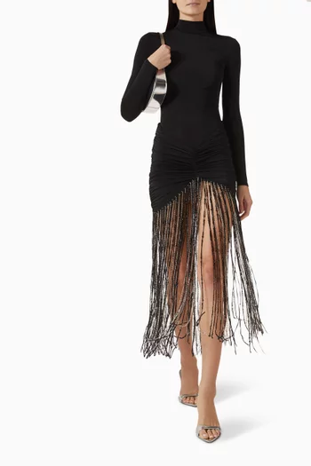 Liz Fringe Dress in Jersey