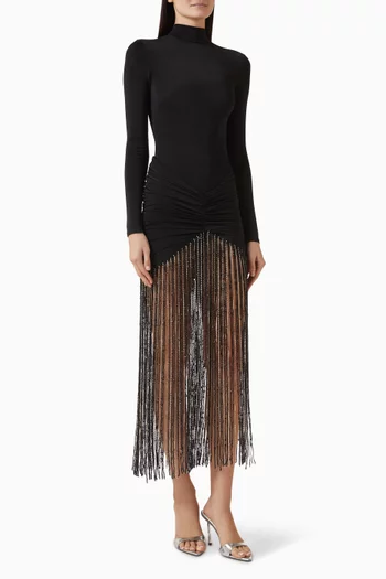 Liz Fringe Dress in Jersey