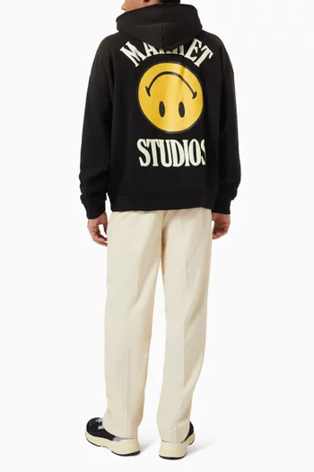 Smiley Upside Down Lockup Hoodie in Cotton