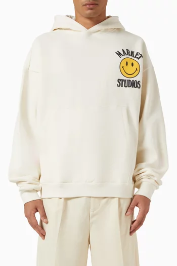 Smiley Upside Down Lockup Hoodie in Cotton
