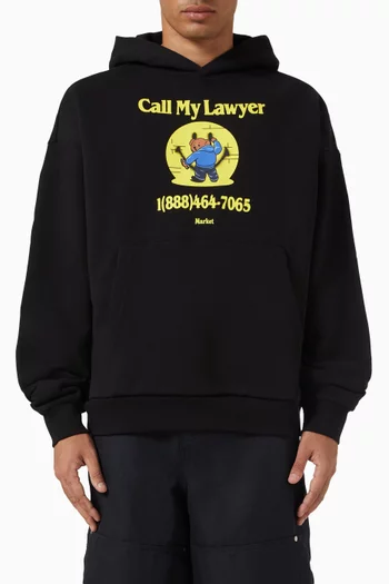 Smiley Call My Lawyer Bear Hoodie in Cotton