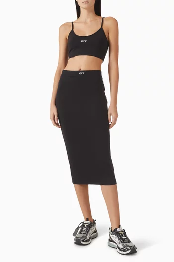 Sleek Midi Skirt in Stretch Nylon