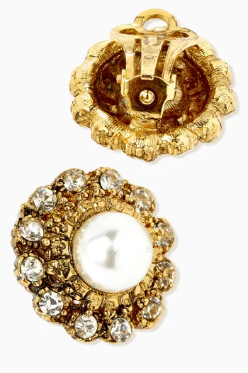 1980s Vintage Ornate Round Clip-on Earrings