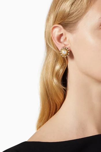 1980s Vintage Ornate Round Clip-on Earrings