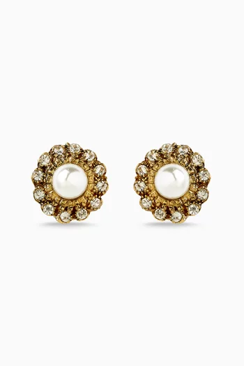 1980s Vintage Ornate Round Clip-on Earrings