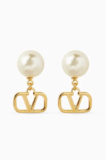 Valentino Garavani VLogo Signature Pearl Earrings in Metal & Swarovski®
